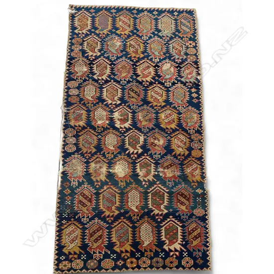 Carpet fragment - wool pile, - Karabagh - boteh on blue ground. 122.5 x 65.5cm